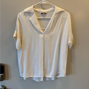 Women's White V-Neck Top
